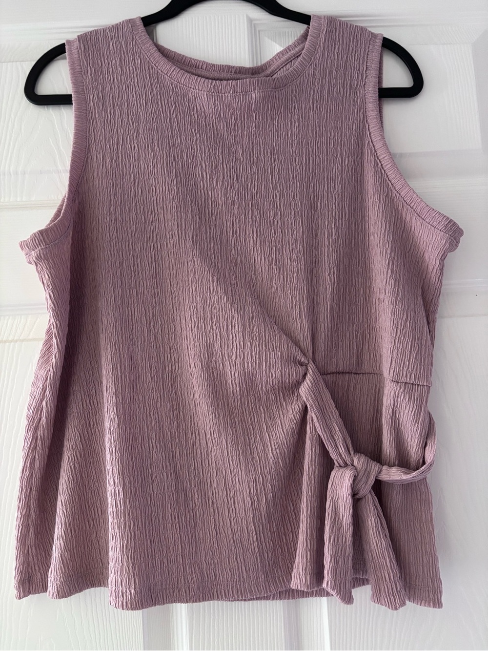 Nine West Dusty Mauve Textured Sleeveless Tie-Detail Top